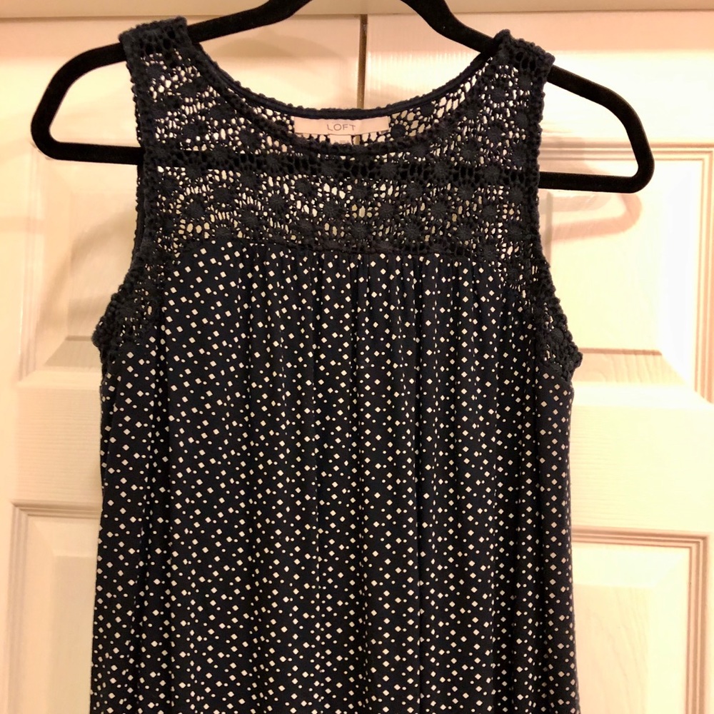 Loft Lace Navy Sleeveless Blouse